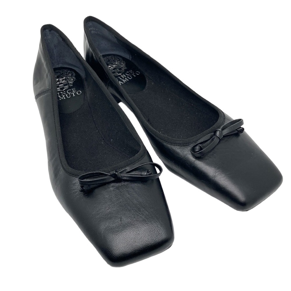 Vince Camuto Womens Black Square Toe Flats Slip On Loafer Size 6M